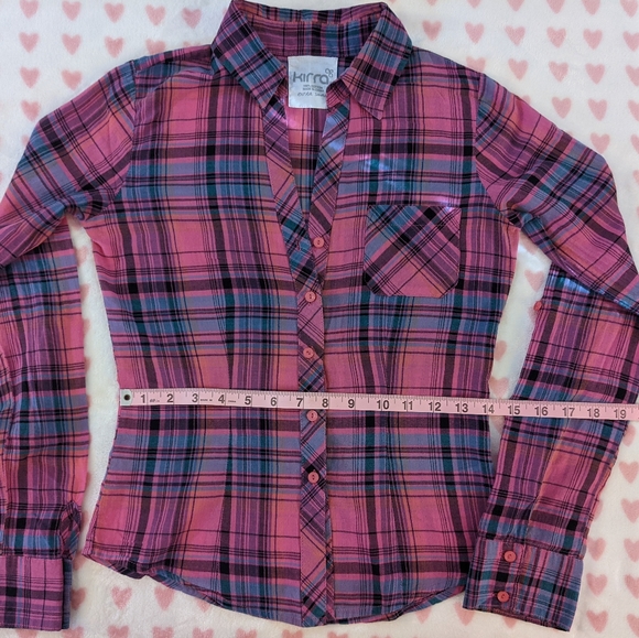 Kirra Button Up Pink Flannel XS - Picture 13 of 14